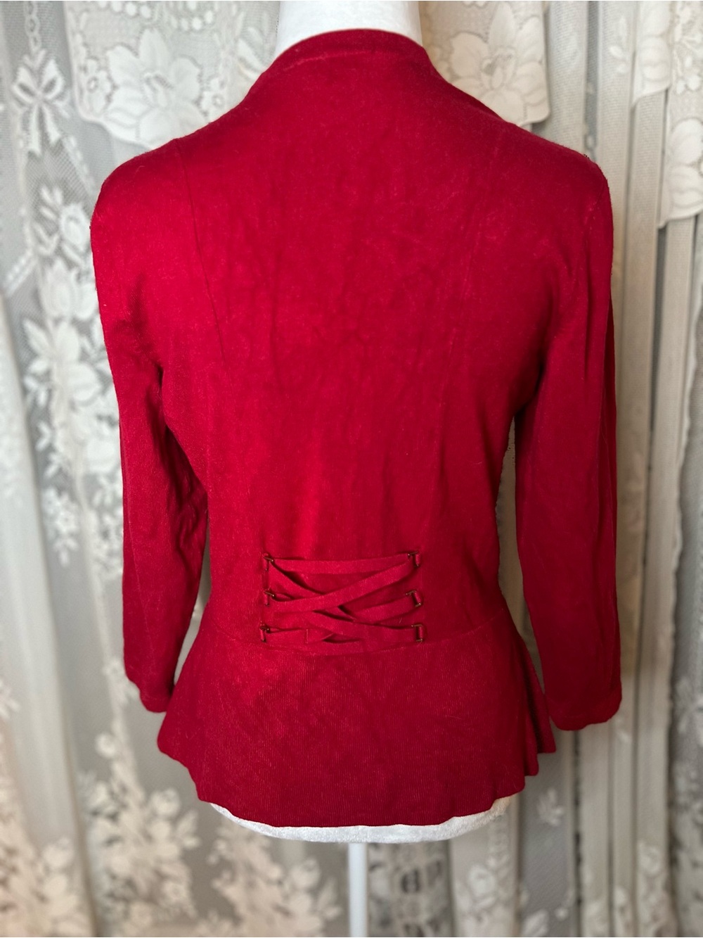 Y2K le chateau Red Women’s Tailored Jacket with Back Lace Detail